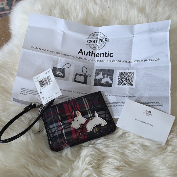 Adorable NWT Coach Signature Tartan Scotty Dog Mini Skinny ID Wallet β€οΈπβπ¦ΊπΎπ€ - Picture 14 of 16